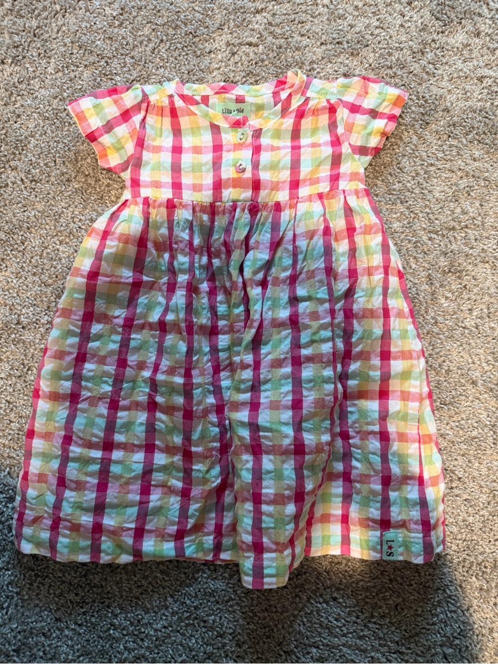 Pink Plaid Short-Sleeve Girls Dress